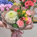 Bouquet of chrysanthemums, roses and carnations