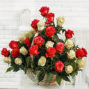 Basket of roses: pink and white Roses