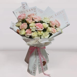 Pink N White Roses Bouquet