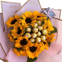 Ramo 'Bouquet de 12 girasoles y chocolates'