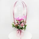 Hat box with flowers 'Pink Velvet with Bubbles'