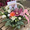 Cesta de flores 'Bola de nieve'