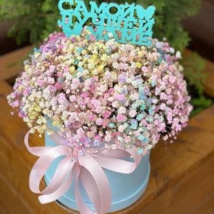 Hat box with flowers 'Fog'