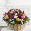 Large Basket of Flowers: Roses, Chrysanthemums and Alstroemerias