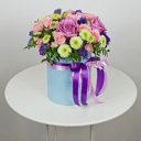 Flower sensation: Hat box with purple Roses