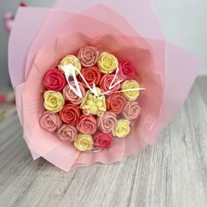 Bouquet of roses and chocolate bunny