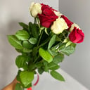 Bouquet of red and white roses