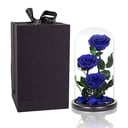 Arrangement 'Glass Dome Vase With Three Rose Blue'