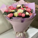 Assembled bouquet with fragrant peonies