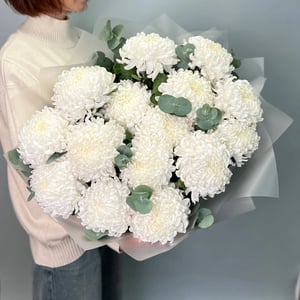 Large bouquet of white chrysanthemums, 15 stems
