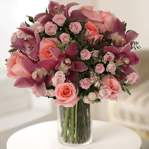 Blumenstrauß 'Favorit: Cymbidium Orchideen und Rosen'