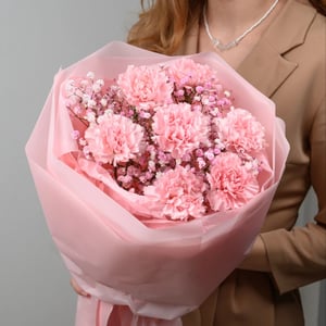 Bouquet of seven pink Dianthus