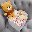 Flowers, bear and sweets