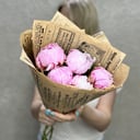 Ramo de peonías frescas Sarah Bernhardt 5 piezas