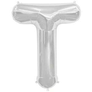 Palloncino in foil argentato a forma della lettera T