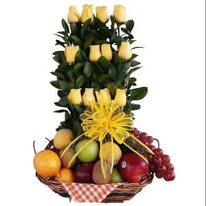 Stacked roses with fruits