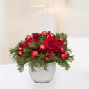Blumenarrangement 'Frohe Weihnachten: rote Rosen'