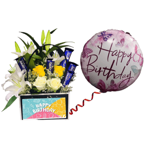 Flower box 'Birthday Bag Combo'
