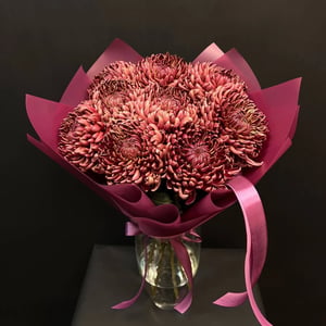 Blumenstrauß 'Schokoladen-Chrysanthemen mit Lockenwicklern, 9 Stück'