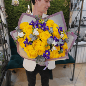 Bouquet of Roses and Irises