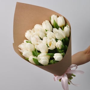 Bouquet 'White tulips 25 pcs'