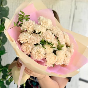 Mono bouquet of delicate carnations