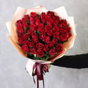51 red rose bouquet with arrangement