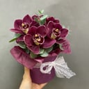 Hat box with orchids