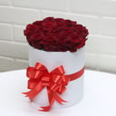 Bouquet of 19 red roses in a box