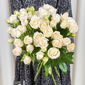 Ramo de 11 rosas arbustivas color crema