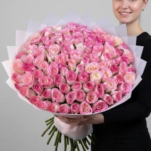 100 Double Shade Pink Bouquet -Premium