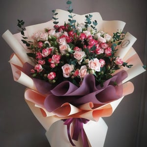 Bouquet of multicolored bush roses