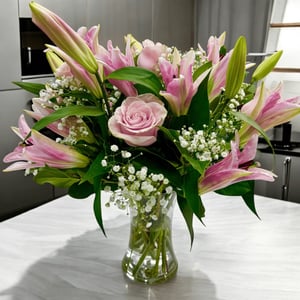 Deluxe Pink Lilies & Pink Roses Bouquet