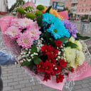 Bouquet '7 Bush chrysanthemums with greenery'