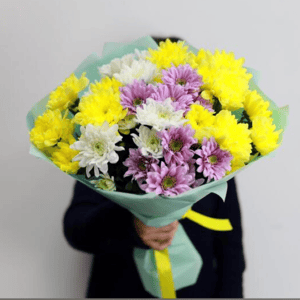 Bouquet of multi-colored spray chrysanthemums