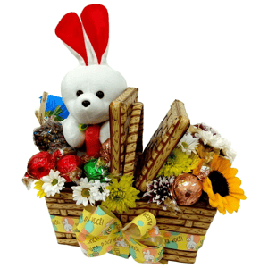 Cesta Coelho de Pelúcia e Doces