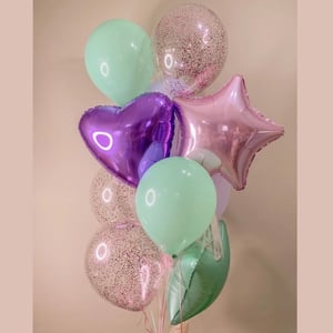 Set mit 11 lila Herzballons