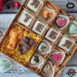 Chocolate letters and candies