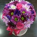 Hat box with flowers 'Floral mix'