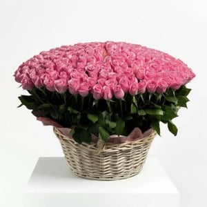 Flower basket '300 Pink Roses Big Basket'