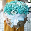Basket with blue gypsophila