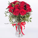 Blumenstrauß '12 rote Rosen mit Grün'
