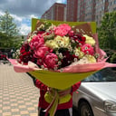 Bouquet of peonies with chamomile
