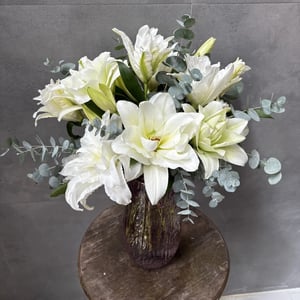 White Lily Vase Arrangement