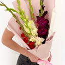 Bouquet of multicolored gladioli 5 pcs.