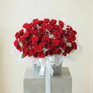 Panier de fleurs 'Rose rouge Premium'