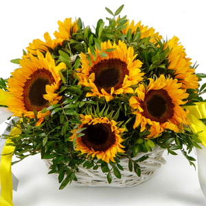 Flowers in a basket Sunny summer