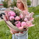 Author's bouquet with peonies and mattiola