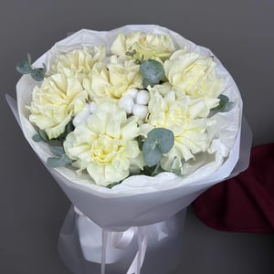 White Waltz Bouquet with a French Rose