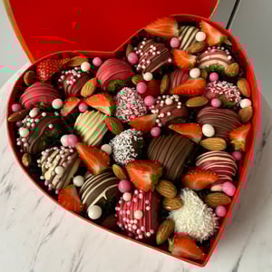 Heart of strawberries in chocolate